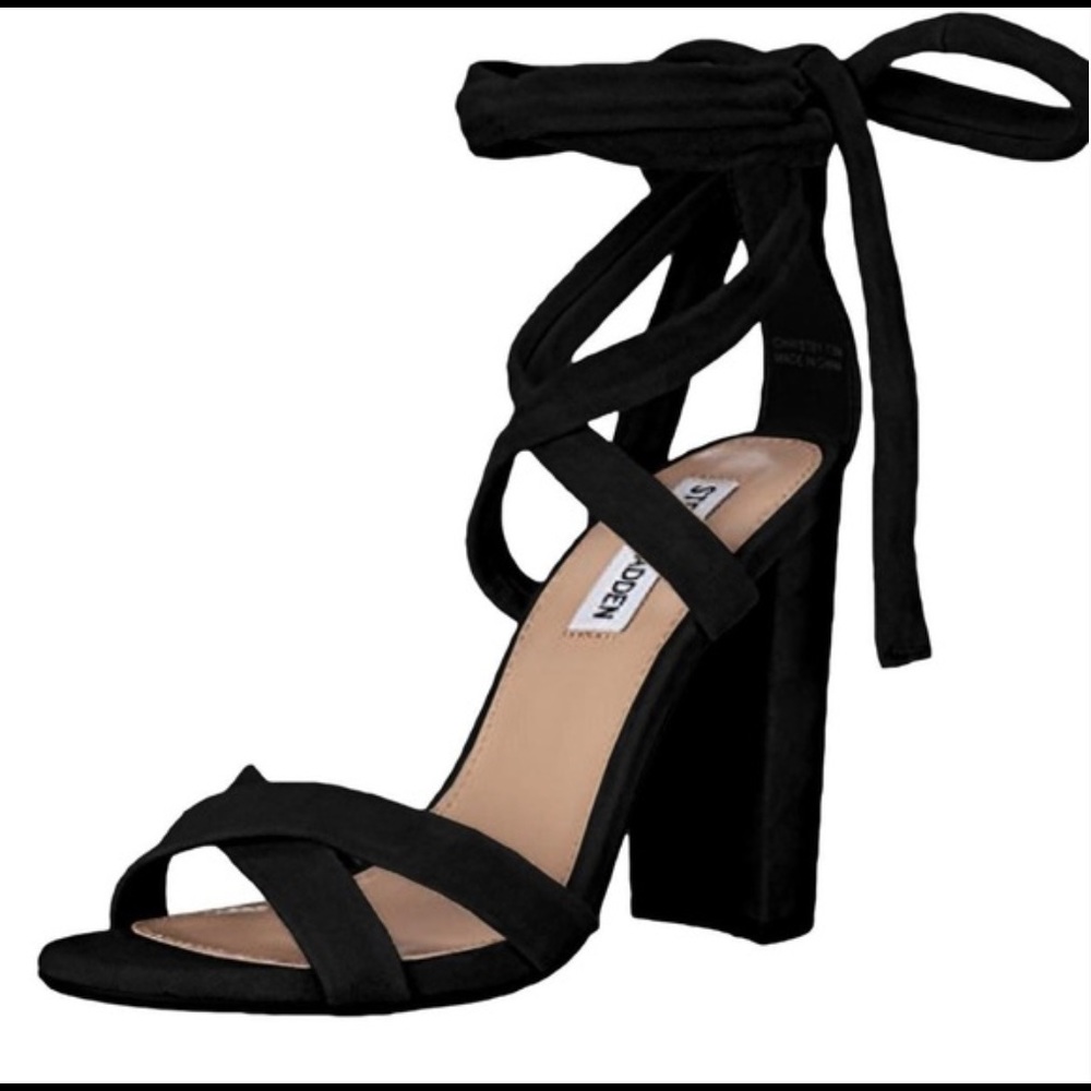 Steve Madden Christey black suede lace up heels